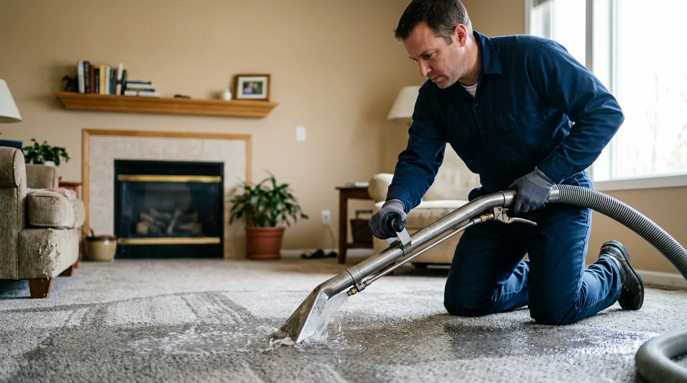 Water damage restoration technician working near Highland Falls, NY